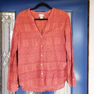 Peter Dunham for Lucky button down, v-nexk top XL